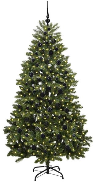 Mű karácsonyfa 210 cm 300 LED Meleg fehér PVC és Acél Zöld