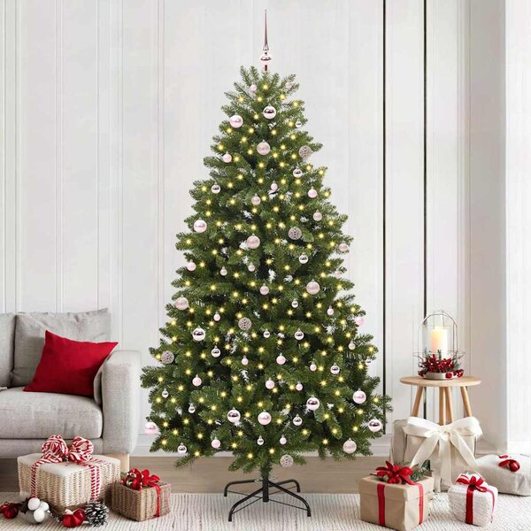 Mű karácsonyfa 240 cm 300 LED Meleg fehér PVC és Acél Zöld
