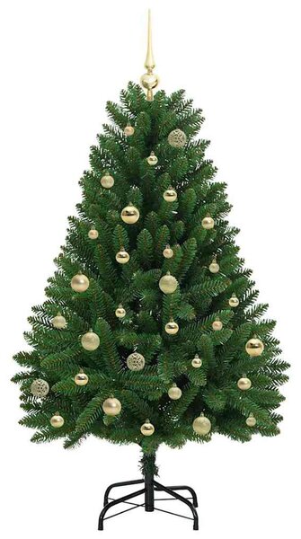Mű karácsonyfa 150 cm 150 LED Meleg fehér PVC és Acél Zöld