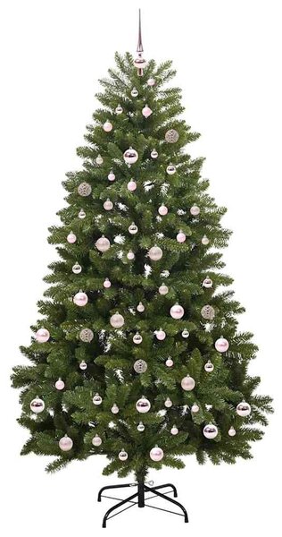 Mű karácsonyfa 210 cm 300 LED Meleg fehér PVC és Acél Zöld