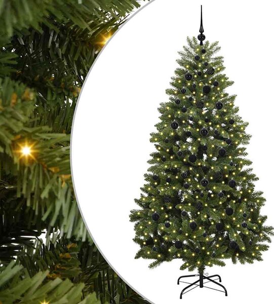 Mű karácsonyfa 210 cm 300 LED Meleg fehér PVC és Acél Zöld