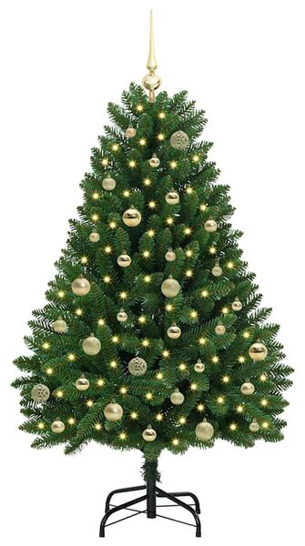 Mű karácsonyfa 150 cm 150 LED Meleg fehér PVC és Acél Zöld