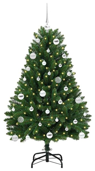 Mű karácsonyfa 150 cm 150 LED Meleg fehér PVC és Acél Zöld