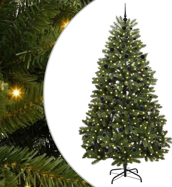 Mű karácsonyfa 240 cm 300 LED Meleg fehér PVC és Acél Zöld