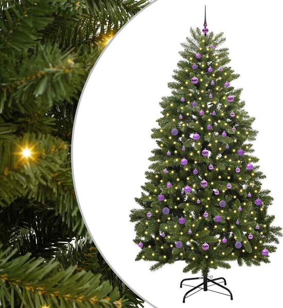 Mű karácsonyfa 240 cm 300 LED Meleg fehér PVC és Acél Zöld
