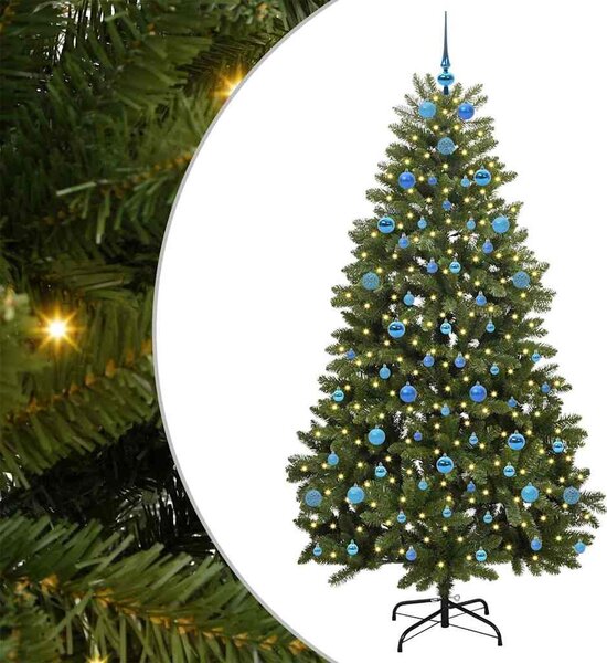 Mű karácsonyfa 210 cm 300 LED Meleg fehér PVC és Acél Zöld