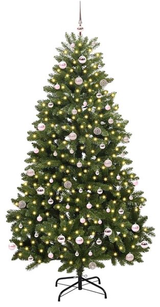 Mű karácsonyfa 240 cm 300 LED Meleg fehér PVC és Acél Zöld
