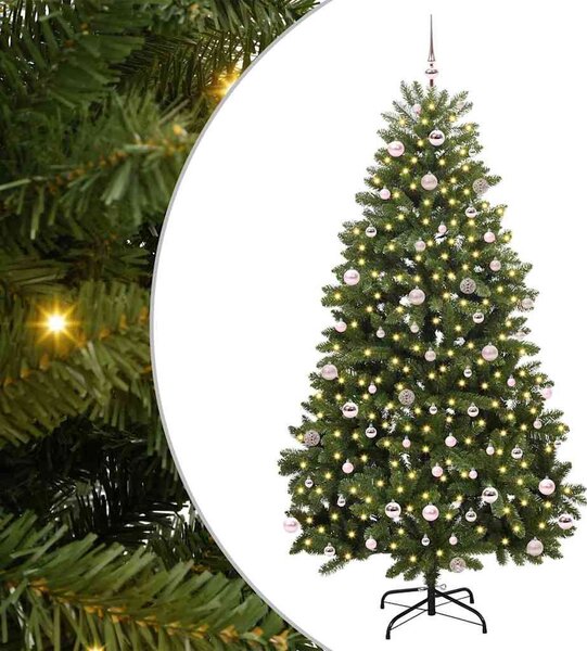 Mű karácsonyfa 240 cm 300 LED Meleg fehér PVC és Acél Zöld