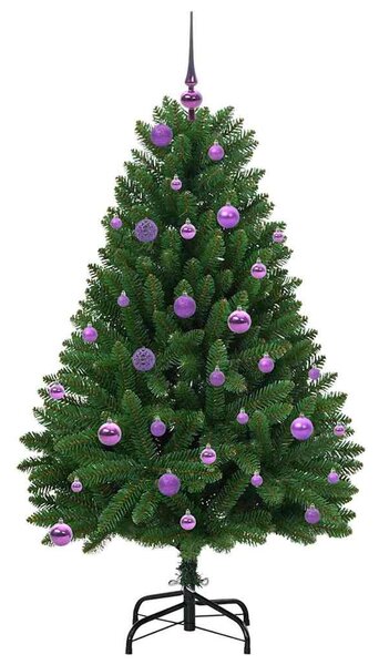 Mű karácsonyfa 150 cm 150 LED Meleg fehér PVC és Acél Zöld