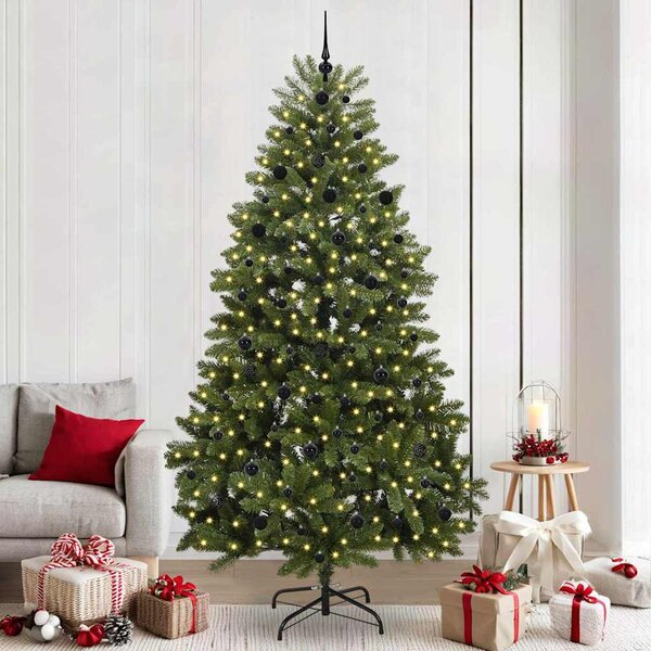 Mű karácsonyfa 240 cm 300 LED Meleg fehér PVC és Acél Zöld
