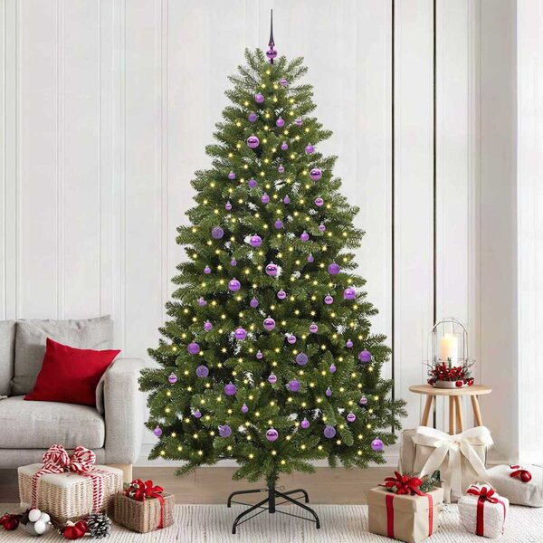 Mű karácsonyfa 240 cm 300 LED Meleg fehér PVC és Acél Zöld