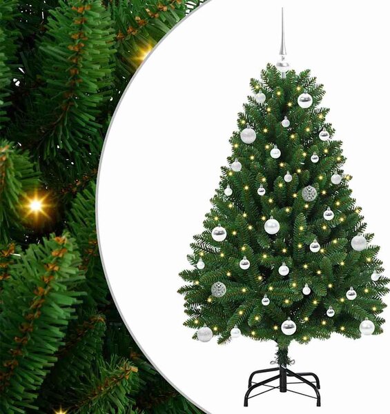 Mű karácsonyfa 150 cm 150 LED Meleg fehér PVC és Acél Zöld
