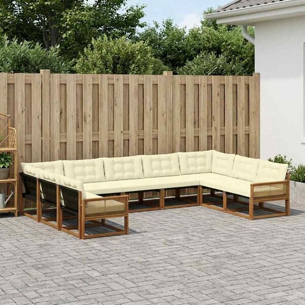 VidaXL Kültéri kanapé szett párnával 9 pcs Természetes és krémszínű