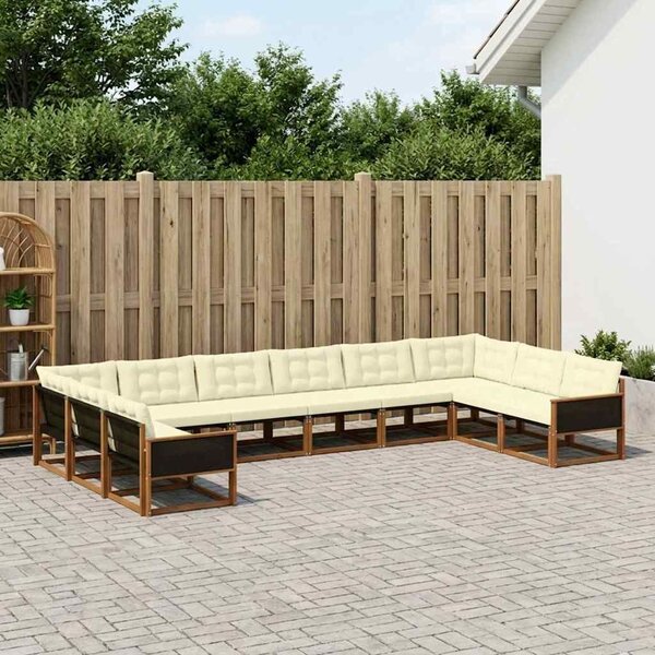VidaXL Kültéri kanapé szett párnával 10 pcs Természetes és krémszínű