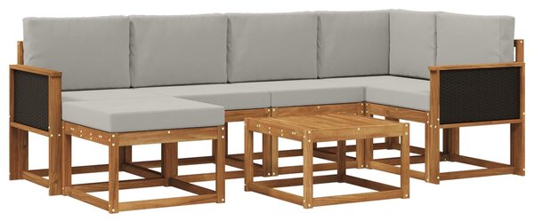 VidaXL Kültéri kanapé szett 7 pcs Természetes és Világosszürke