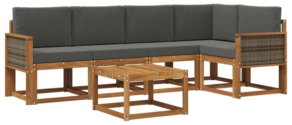 VidaXL Kültéri kanapé szett 6 pcs Természetes és antracit Tömör Akácfa