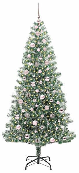 Mű karácsonyi fa hóval borítva LED fényekkel 300 LED-del 210 cm