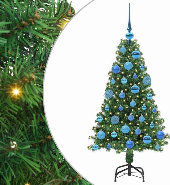 Mű karácsonyfa 150 LED-del Zöld 120 cm PVC és Acél és Műanyag