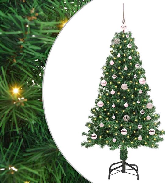 Mű karácsonyfa 150 LED-del Zöld 150 cm PVC és Acél és Műanyag