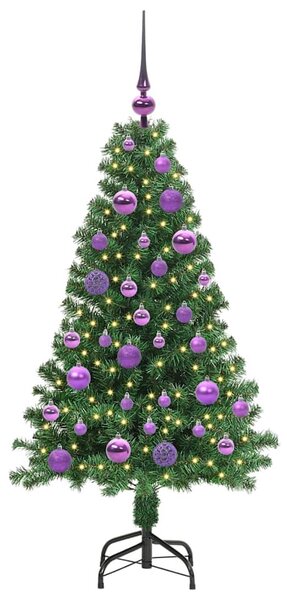 Mű karácsonyfa 150 LED-del Zöld 120 cm PVC és Acél és Műanyag