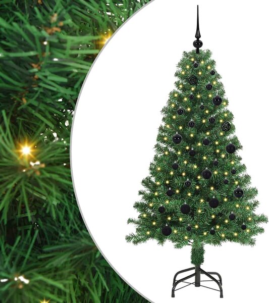 Mű karácsonyfa 150 LED-del Zöld 150 cm PVC és Acél és Műanyag