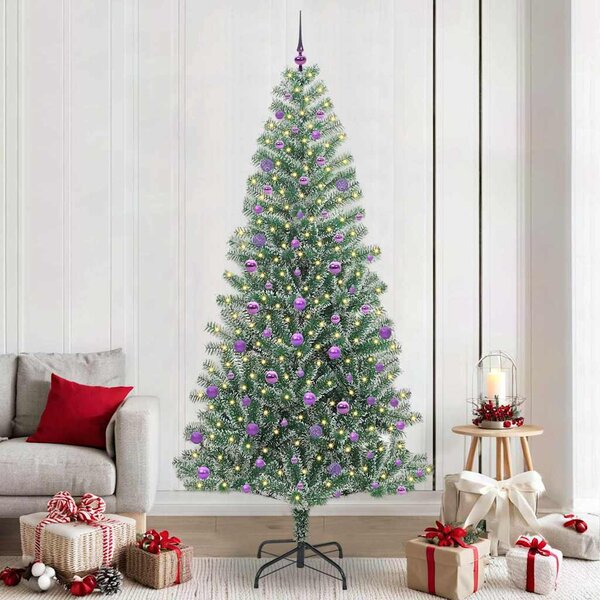 Mű karácsonyi fa hóval borítva LED fényekkel 300 LED-del 240 cm