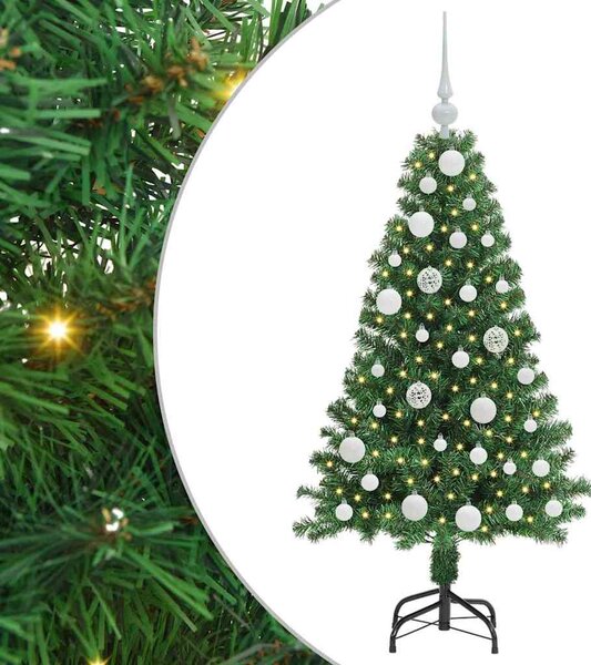 Mű karácsonyfa 150 LED-del Zöld 120 cm PVC és Acél és Műanyag