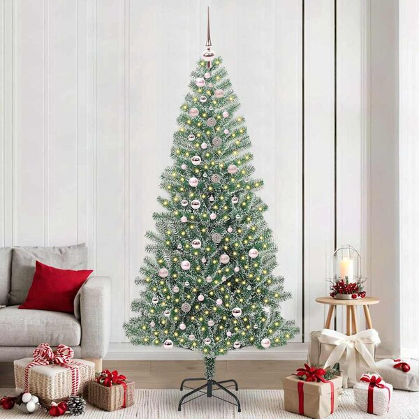 Mű karácsonyi fa hóval borítva LED fényekkel 300 LED-del 240 cm