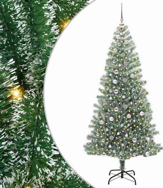 Mű karácsonyi fa hóval borítva LED fényekkel 300 LED-del 240 cm