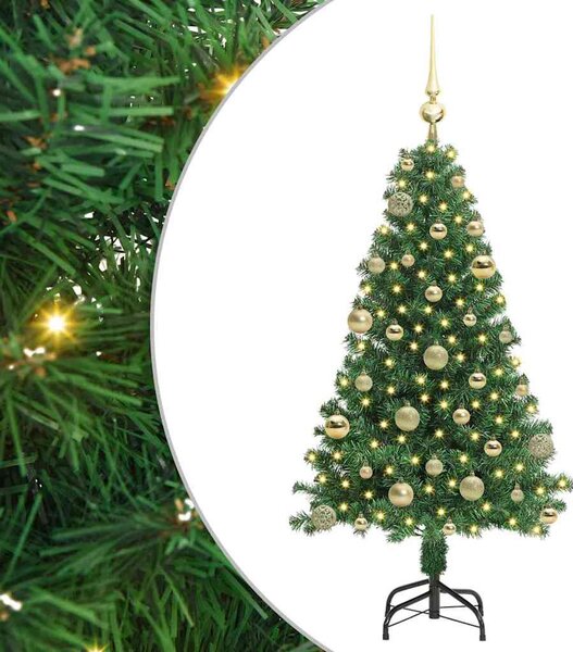 Mű karácsonyfa 150 LED-del Zöld 120 cm PVC és Acél és Műanyag