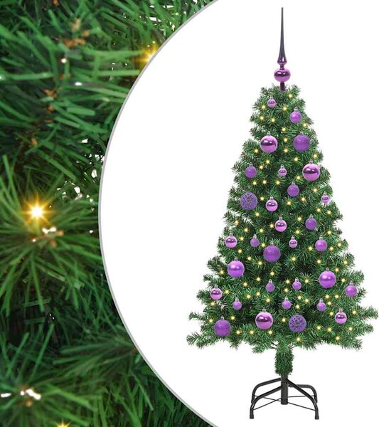 Mű karácsonyfa 150 LED-del Zöld 120 cm PVC és Acél és Műanyag