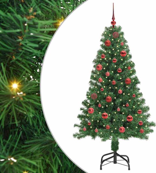 Mű karácsonyfa 150 LED-del Zöld 150 cm PVC és Acél és Műanyag