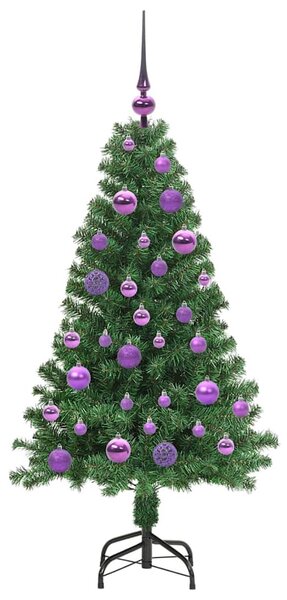 Mű karácsonyfa 150 LED-del Zöld 120 cm PVC és Acél és Műanyag