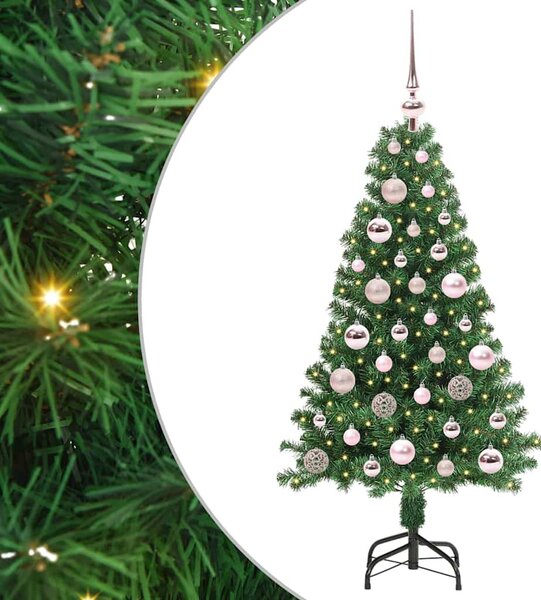 Mű karácsonyfa 150 LED-del Zöld 120 cm PVC és Acél és Műanyag