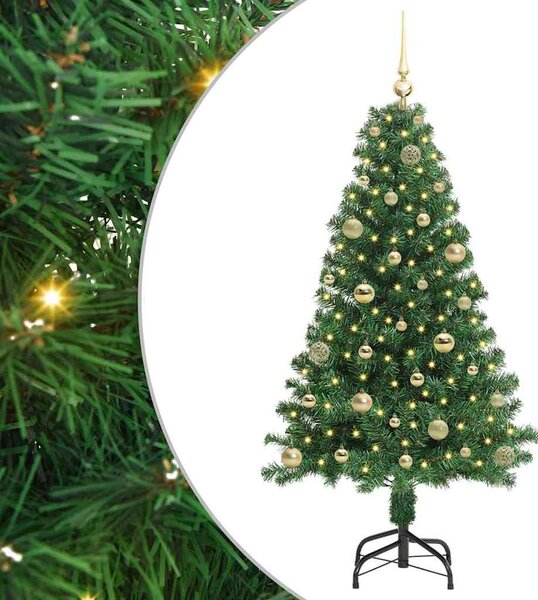Mű karácsonyfa 150 LED-del Zöld 150 cm PVC és Acél és Műanyag