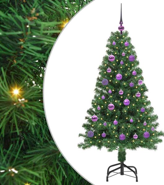 Mű karácsonyfa 150 LED-del Zöld 150 cm PVC és Acél és Műanyag