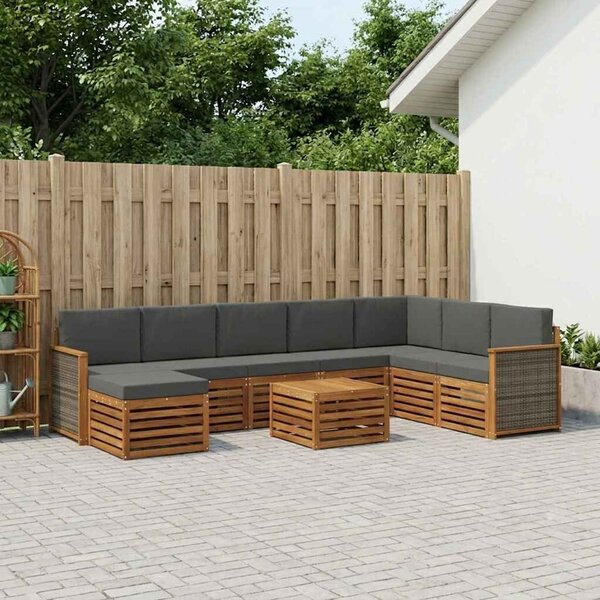 VidaXL Kültéri kanapé szett párnával 7 pcs Természetes és antracit