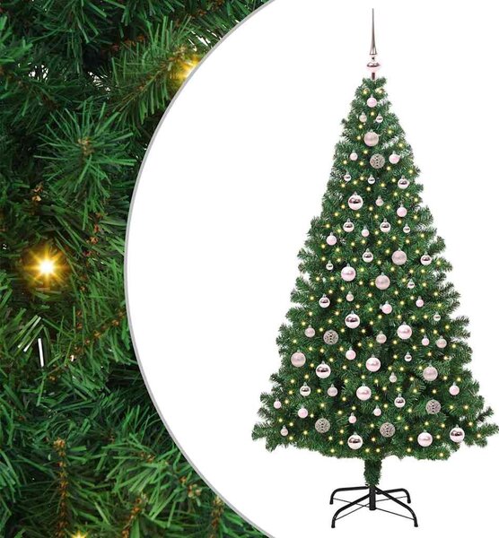 Mű karácsonyfa 300 LED-del Zöld 210 cm PVC és Acél és Műanyag