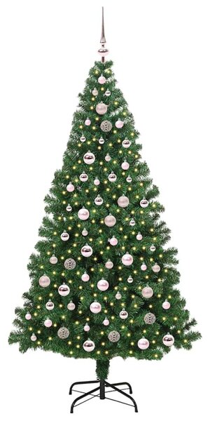 Mű karácsonyfa 300 LED-del Zöld 210 cm PVC és Acél és Műanyag