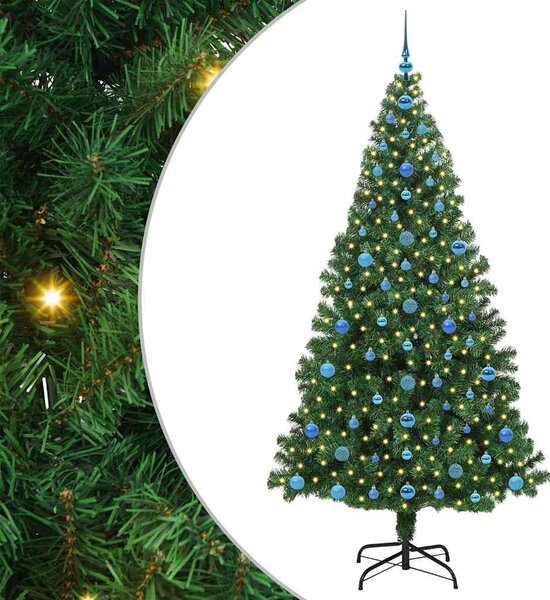 Mű karácsonyfa 300 LED-del Zöld 210 cm PVC és Acél és Műanyag