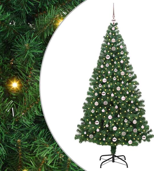 Mű karácsonyfa 300 LED-del Zöld 240 cm PVC és Acél és Műanyag
