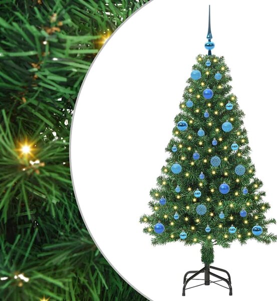 Mű karácsonyfa 150 LED-del Zöld 150 cm PVC és Acél és Műanyag