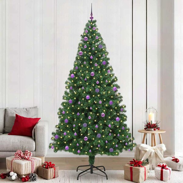 Mű karácsonyfa 300 LED-del Zöld 240 cm PVC és Acél és Műanyag