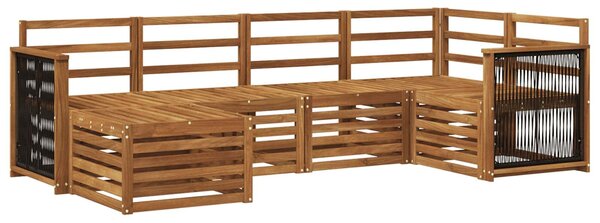 VidaXL Szegmentált kanapé szett 5 pcs Természetes Tömör Akácfa