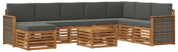 VidaXL Kültéri kanapé szett párnával 7 pcs Természetes és antracit