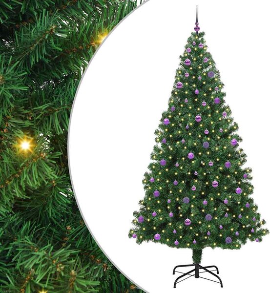 Mű karácsonyfa 300 LED-del Zöld 240 cm PVC és Acél és Műanyag