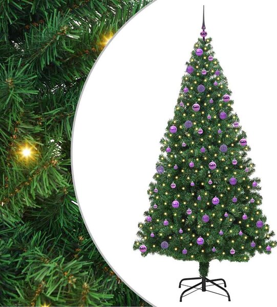 Mű karácsonyfa 300 LED-del Zöld 210 cm PVC és Acél és Műanyag