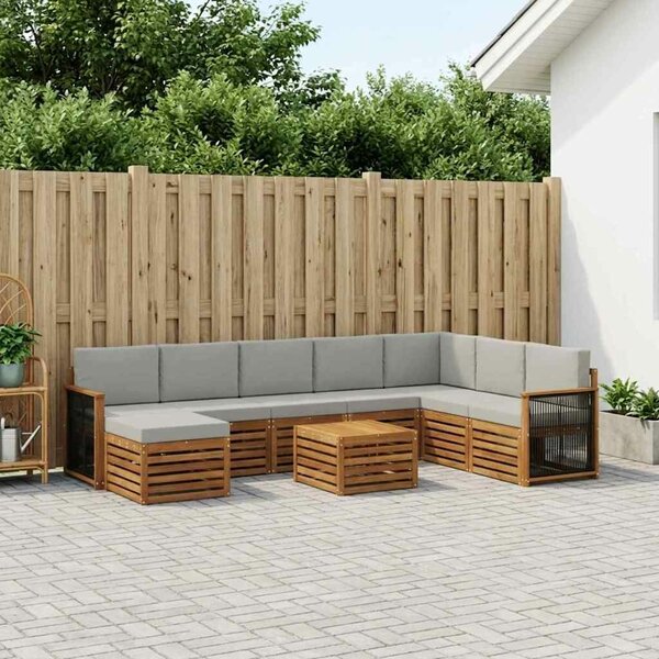 VidaXL Kültéri kanapé szett 7 pcs Természetes és Világosszürke
