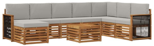 VidaXL Kültéri kanapé szett 7 pcs Természetes és Világosszürke