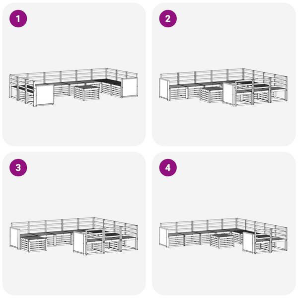 VidaXL Kültéri kanapé szett 8 pcs Természetes Tömör Akácfa